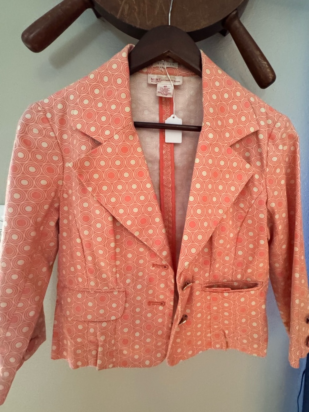 Nine West Coral-Patterned Notch Lapel Blazer